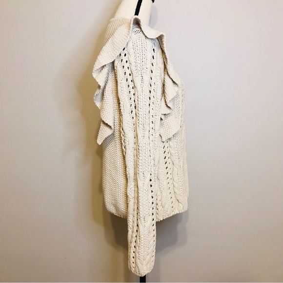 Universal Thread Open Cardigan Cable Knit Ruffle Sweater Size Medium - Picture 7 of 14